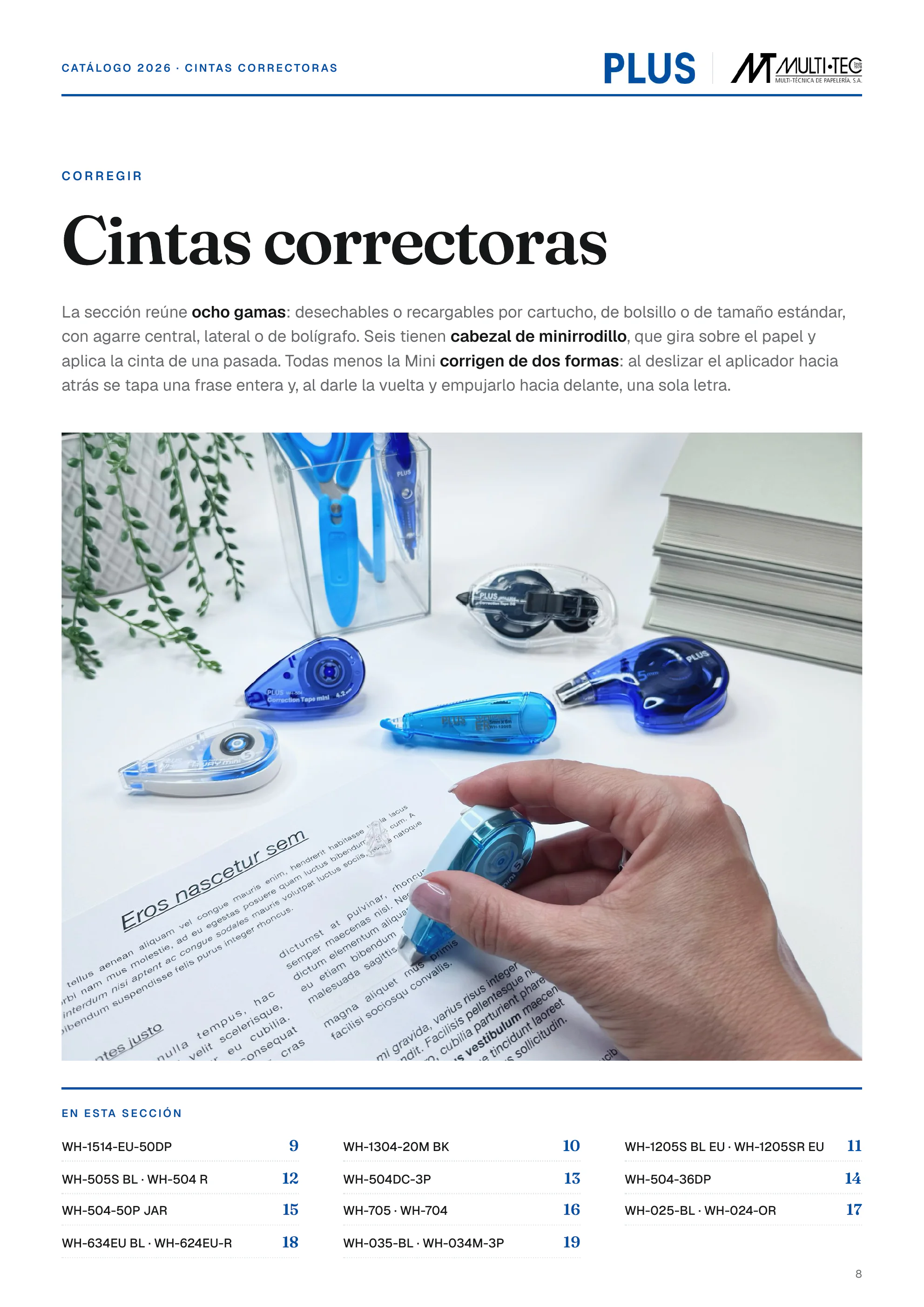 Portada de Cintas correctoras en el catálogo PLUS